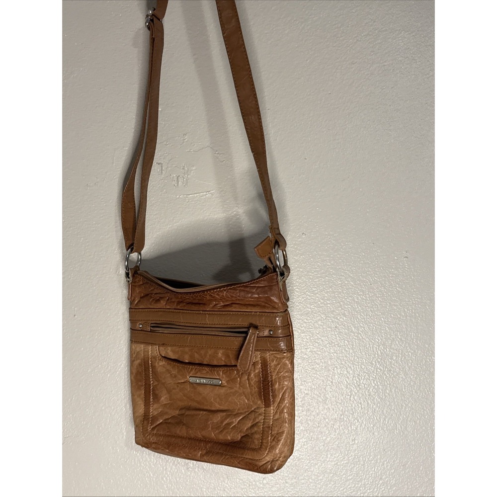 Stone & Co. Genuine Leather Purse Crossbody Shoulder Bag Brown Tan